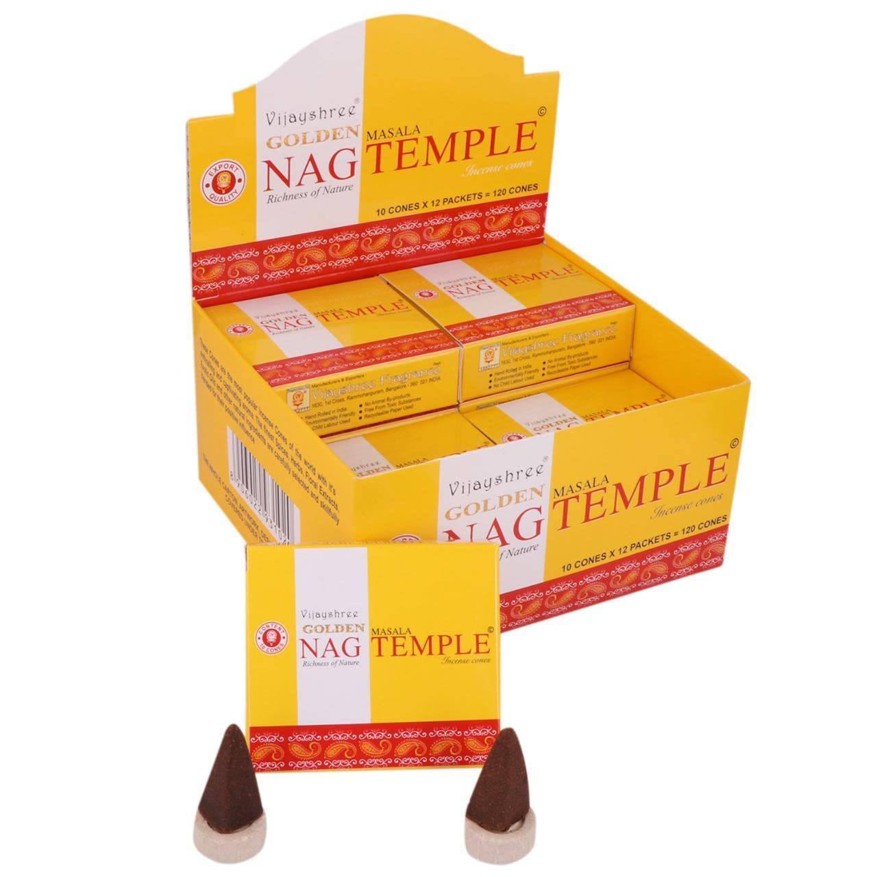 12 scatole da 10 Coni incenso golden nag vijayshree cinnamon 7 herbs lavander red rose reiki energy himaalaya white sage chandan vanille mantra temple 7 chakra (12 scatole Cinnamon