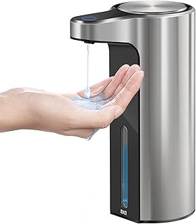 EKO Aroma Seifenspender Automatisch für Küche und Bad, Elektrischer Soap Dispenser, Wasserabweisend und Wiederaufladbar, 250ml, Handseifenspender mit Sensor, Rostfrei und schwarz
