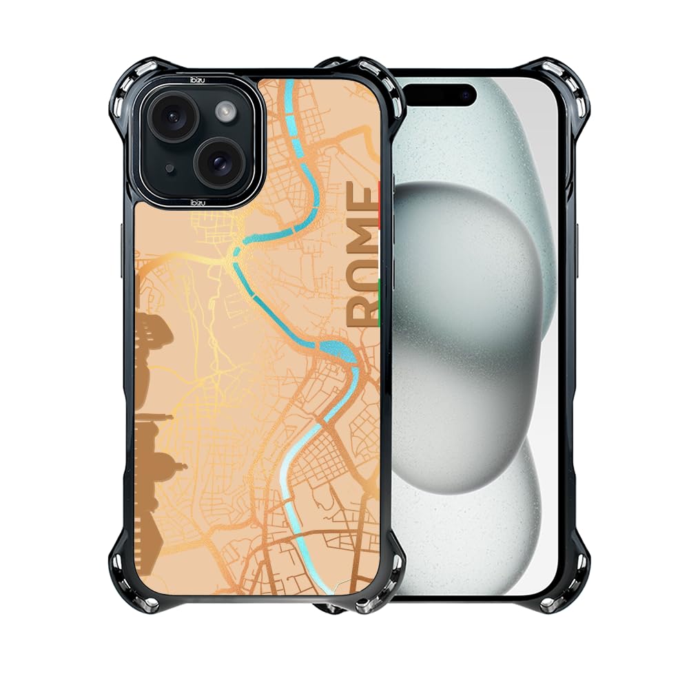 Etui do iPhone 15 IBIZU DropGuard Ultra kompatybilne z MagSafe, mapy świata, Rome