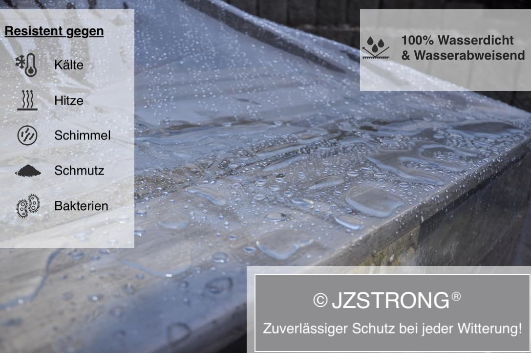 Plane 3x4m Transparent 746g/m² Wasserdicht mit Ösen Abdeckplane PVC 0,50mm Strapazierfähig Wetterfest Faltbar Schutz Reißfest Verstärkter Rand Rostfrei UV-Stabilisiert Schimmelresistent