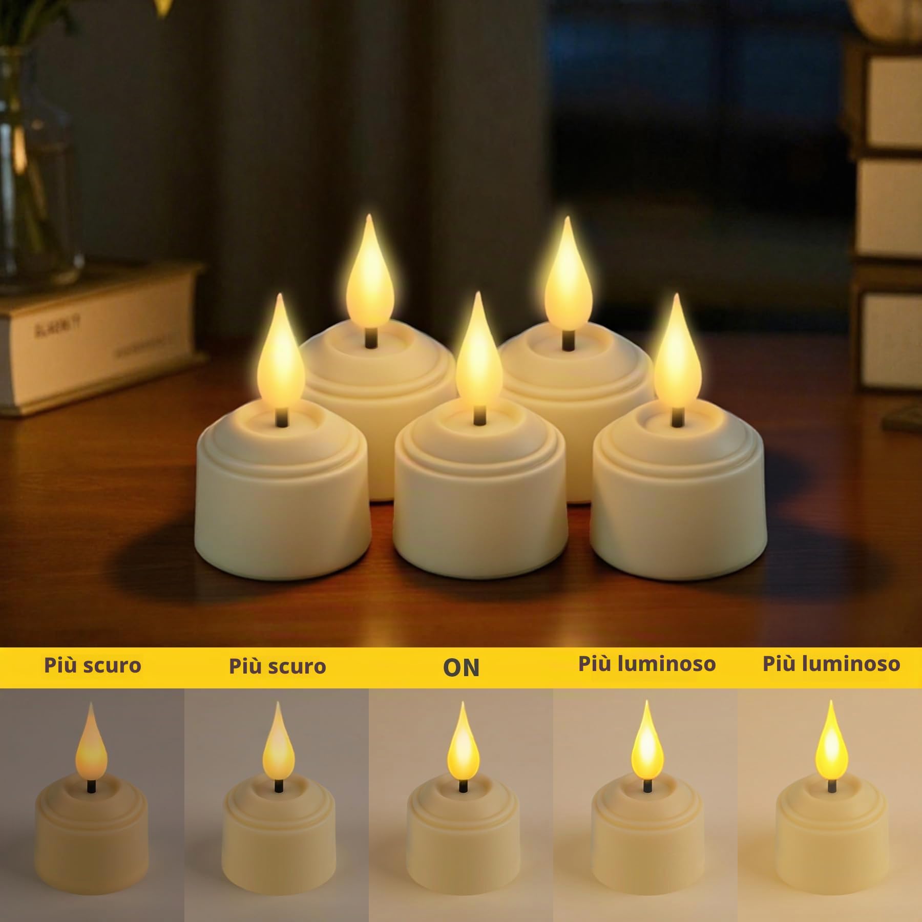 Broyal 12 Pezzi Candele LED Ricaricabili Tea Light con Telecomando,Candele a Led Piccole,Candele Senza Fiamma Per Halloween Natale Decorazioni Casa