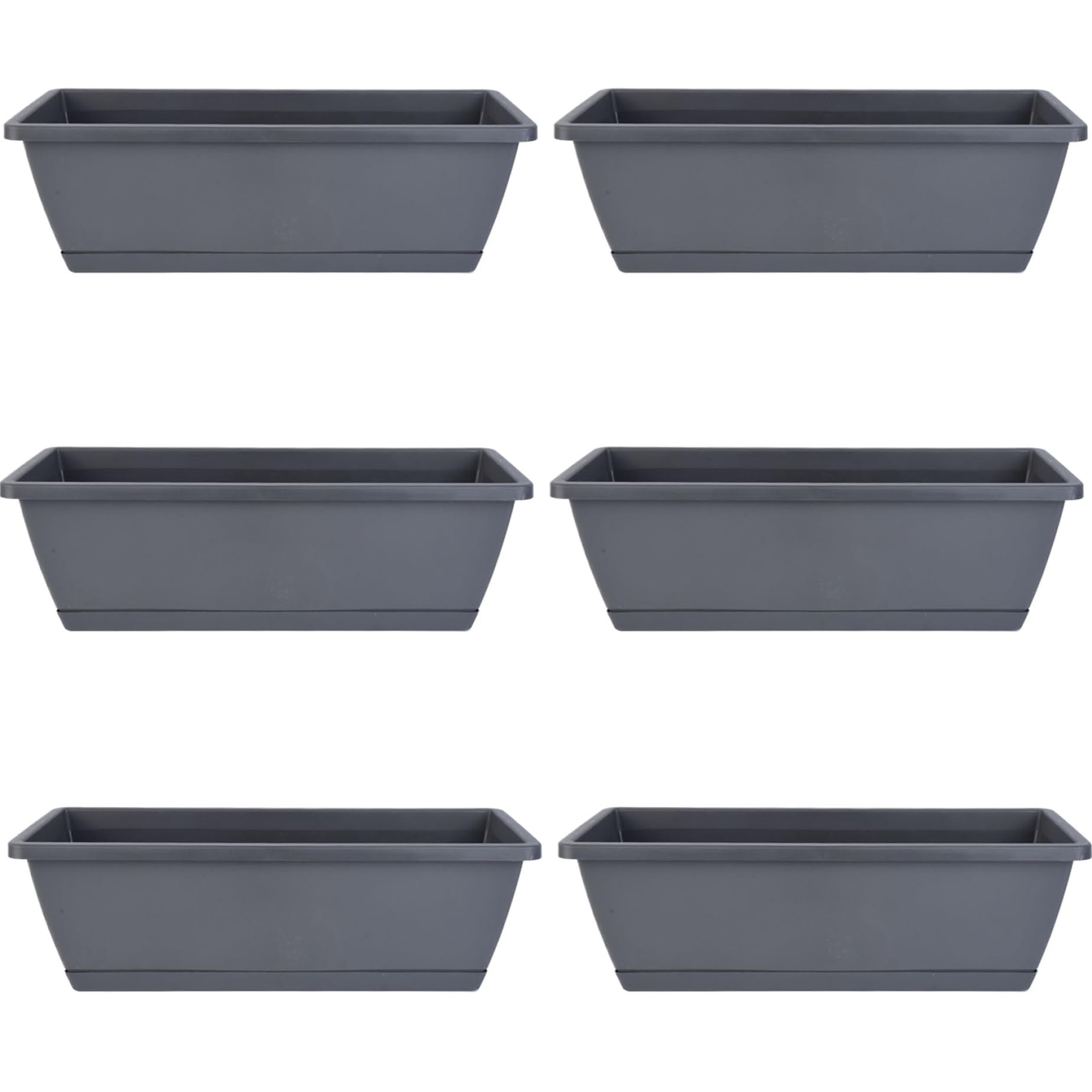 Vistnale Planter|Planter Box 6Pcs Ventilated Window with Drainage PP Rectangle with Tray 16.9x7.1x6.3in Flower Vegetable for Balcony Windowsill Garden, Black