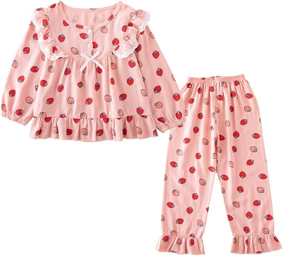 Amazon 子供 パジャマ 女の子長袖 ガールズ ルームウェア 親子服 可愛い レース 蝶結び 部屋着 ナイトウェア 寝間着 春 秋 冬 パジャマ 通販