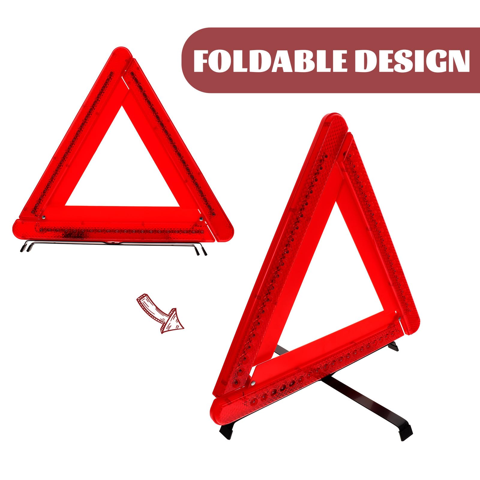 CALLARON Triangolo di Segnalazione Omologato per Auto Design Pieghevole, Materiale Abs Resistente e Catarifrangenti per Sicurezza Stradale Notturna