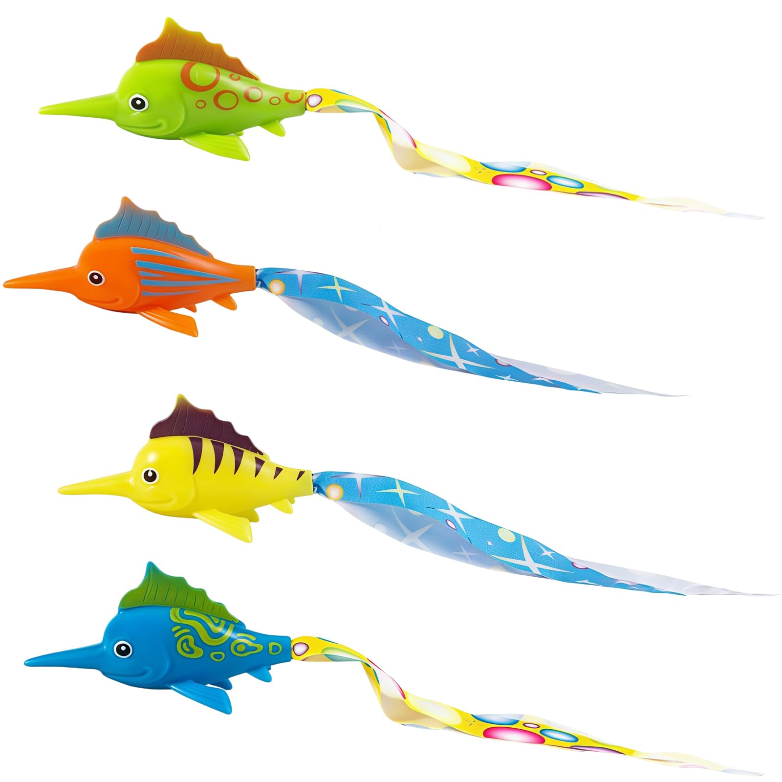 ATBEAMEN 4 Pcs Diving Fish Pool Toys for Kids, Underwater Pool Sinkers for Swimming Pool Games, Summer Water Diving Game Toys for Boys and Girls Summer Party — image 1
