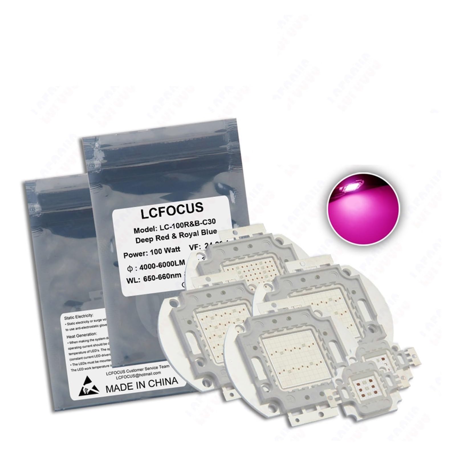 Lámpara de Cultivo, 10W 20W 30W 50W 100W Rojo Intenso 660nm + Azul Real 440nm lámpara LED COB con Chip de luz for Plantas de Interior, Frutas, Flores y Hierbas(50 Watt x 1 Piece)