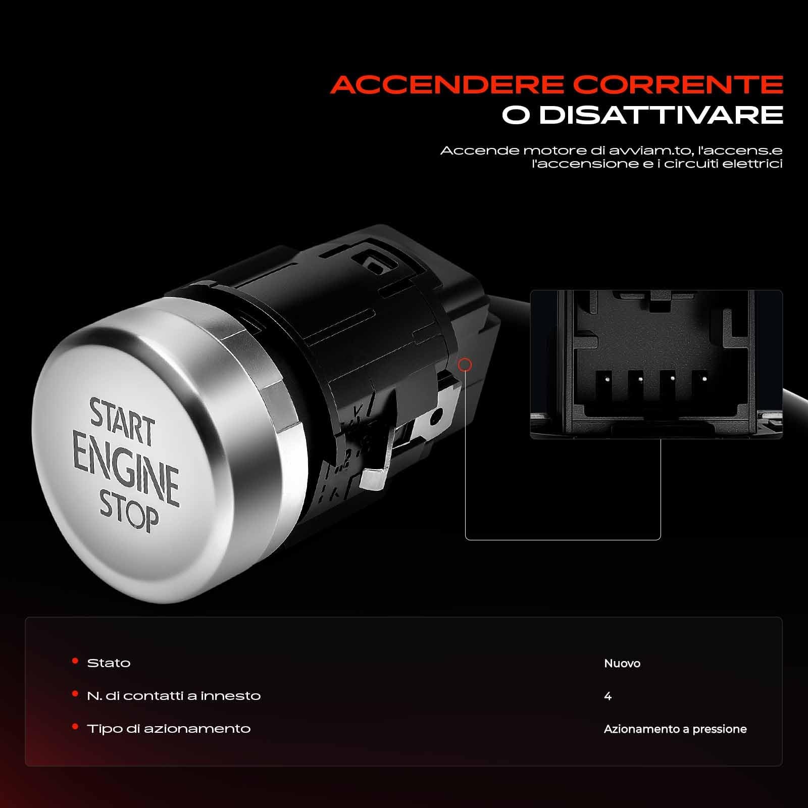 Frankberg Interruttore di accensione Serratura di accensione 4-Poli Compatibile con Tarraco KN2 T.i.g.u.a.n AD1 AX1 T.i.g.u.a.n Allspace BJ2 BW2 T.i.g.u.a.n Replace# 5NB959839A3Q7