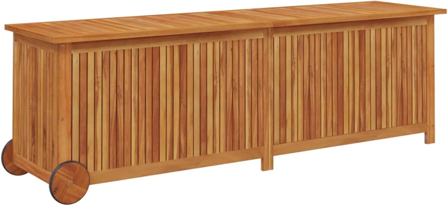Garden Storage Box with Wheels Acacia Wood 150 x 50 x 58 cm Outdoor Furniture Storage Cabinet Garden Outdoor Bench Arcon Garden Outdoor