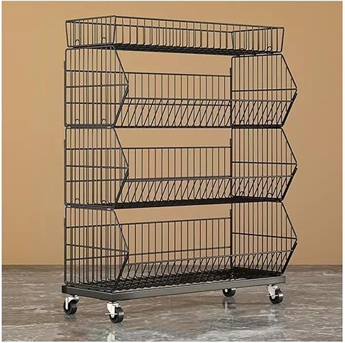 zktoermn Estantes de supermercado, cesta de frutas de 45 niveles, apilable, estante de almacenamiento de alambre para frutas, verduras, cebolla,