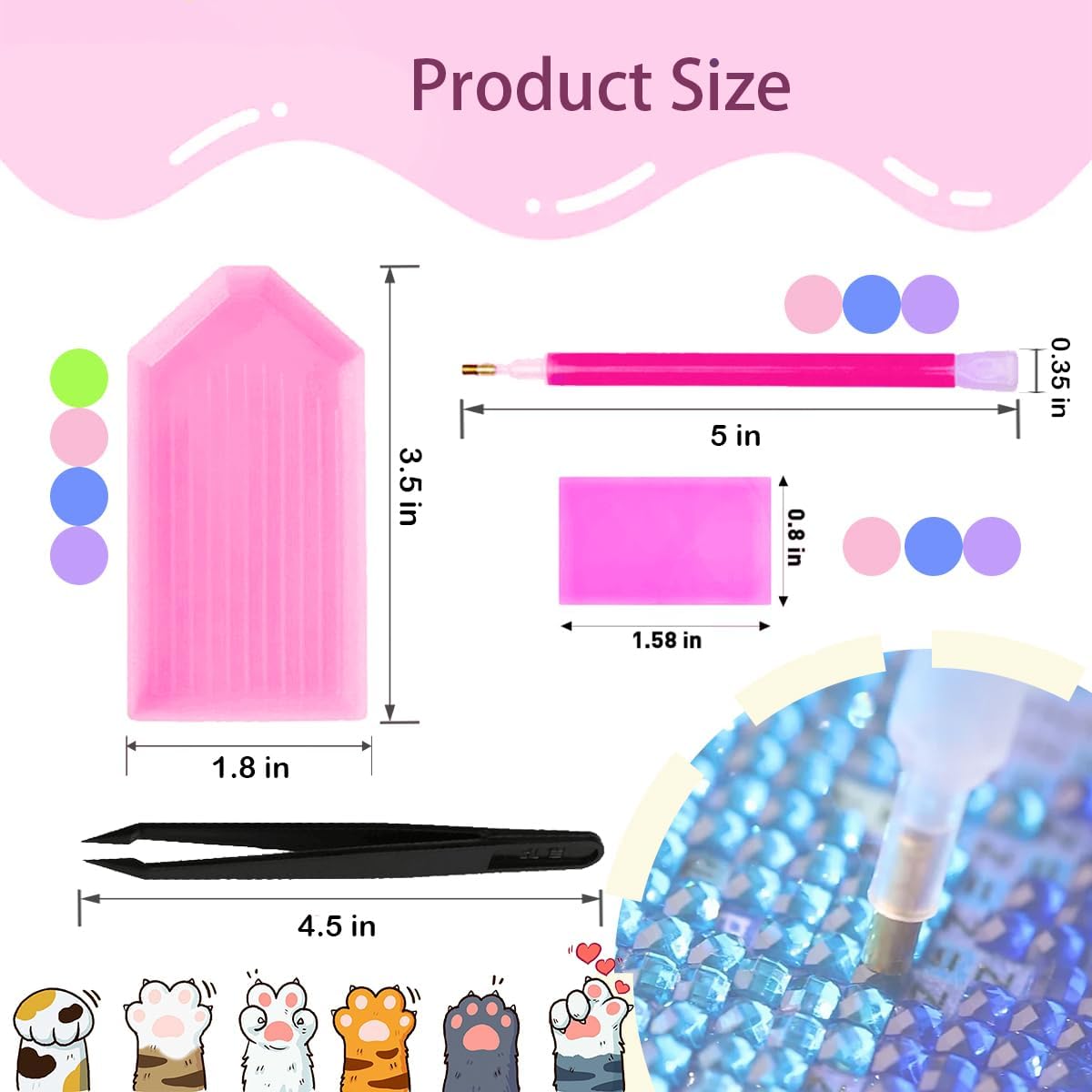 Pudier 41PCS Diamond Art Painting Tools 5D Diamond Art Wax Accessories, with 10 Pens, 10 Rays, 20 Glue Clay,1 Tweezers, for DIY Painting Crafts (31, Pink) image 2
