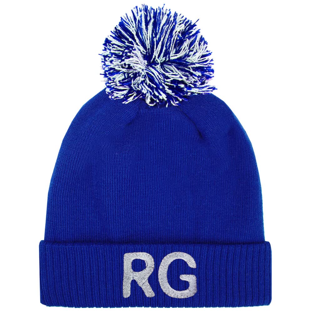 TeddyT's Children's Personalised School Initials Chunky Knit Winter Bobble Hat (Royal Blue)