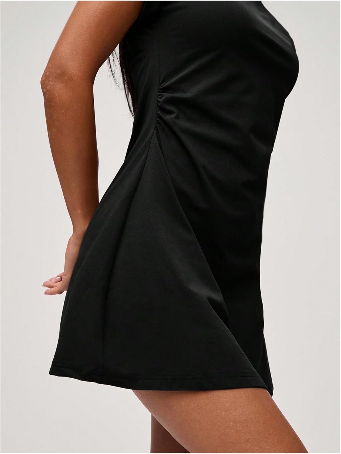 SHENHE Women's Short Sleeve Ruched Tshirt Dress Crewneck Flared A Line Casual Mini Dresses - Image 4