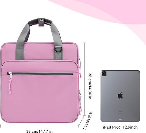 Miniatura 6 de Carpeta escolar con cremallera, 3 anillos de 2 pulgadas, capacidad para 500 hojas, con cremallera para niñas y niños, compatible con MacBook de 13