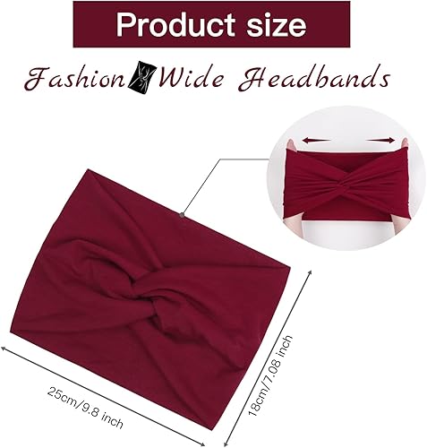 Vista 30 de TERSE Diademas extra anchas para mujer, para deporte, yoga, entrenamiento, turbante, diadema a la moda, antideslizante