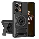 AELVOUX Realme P4 Power 5G Back Cover | Armor Camera Slider 360 Degree Rotating Finger Ring Holder Case with Bracket Stand Back Case Cover (Compatible with MagSafe Accessories) (Black) gallery image
