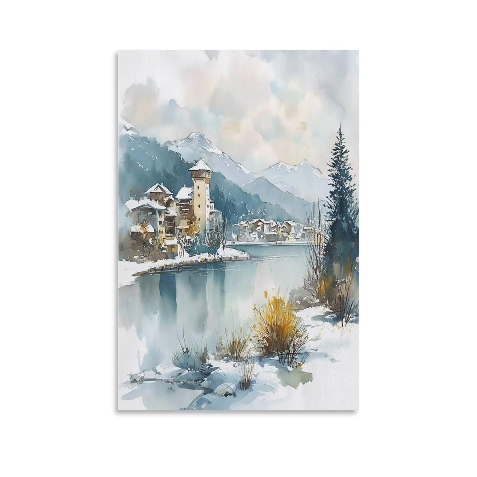 CNAHEIZ Whistler Tree 20x30inch(50x75cm) Vintage Travel Poster Watercolor Canvas Art