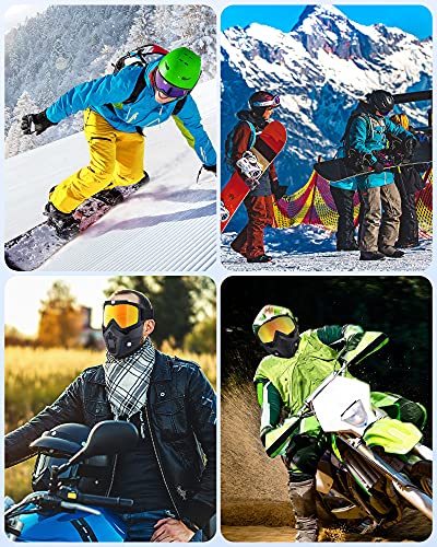 Frienda 2 Pieces Motorcycle Goggles Helmet Riding Goggles Glasses With Face Cover (Colourful, Gold) #TOP6