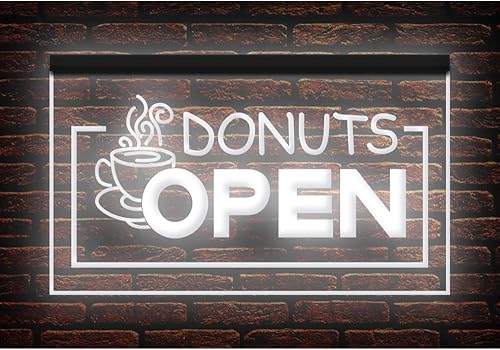 Miniatura 8 de 110010 Open Donuts Cafe Shop Pan Pantalla de café caliente LED Luz de neón