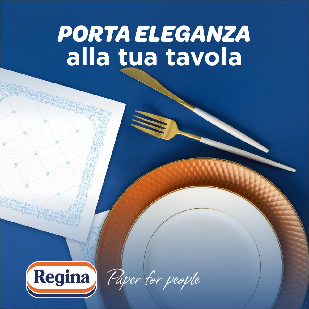 Regina Cinquestelle – 18 paquetes de 43 servilletas de 2 capas, versátiles y elegantes, elegantes decoraciones, 100% pura celulosa certificada FSC