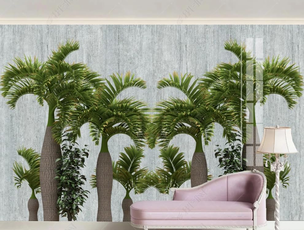 Papier peint intissé motif marbré palmier pour transformer un mur blanc sans relief