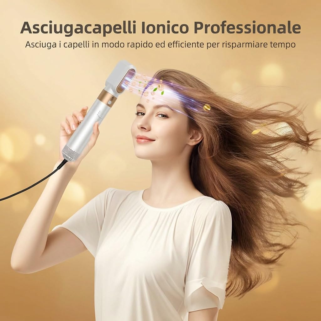 Bellora Beauty Milano MultiStyler 5 in 1—Styler Capelli Multifunzione Con Tecnologia Airflow Per Asciugare Lisciare E Creare Onde Ricci O Look Naturali A Casa (Rosa (Manuale In Inglese))