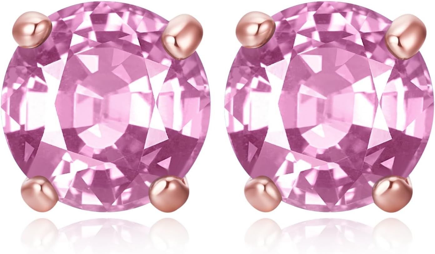 Earrings for Women, S925 Sterling Silver Birthstone Round Studs Earring for Girlfriend Wife, Anniversary Birthday Christmas Valentines Mothers Day Gifts Jewelry for Womens Wife Her Mom - Image 3