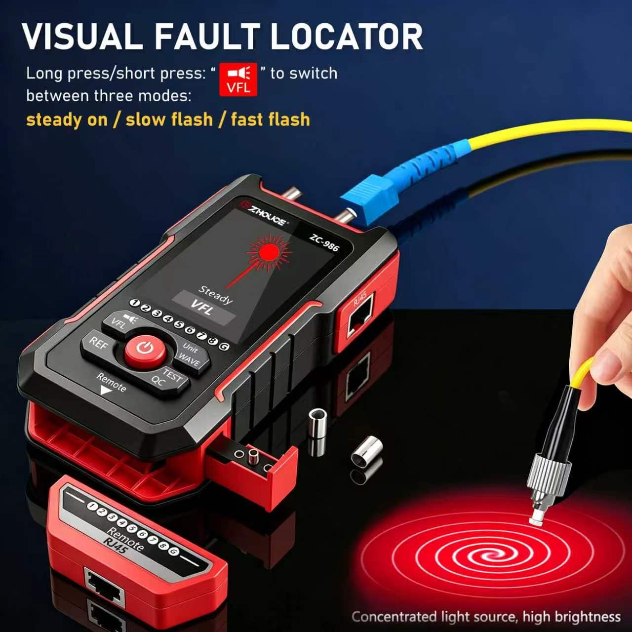 Tester per cavi di rete, tester per cavi Ethernet con OPM VFL e NCV, tracciatore di cavi multifunzionale con accoppiamento, continuità, test QC, tester di rete di crimpatura del cavo toner per RJ11