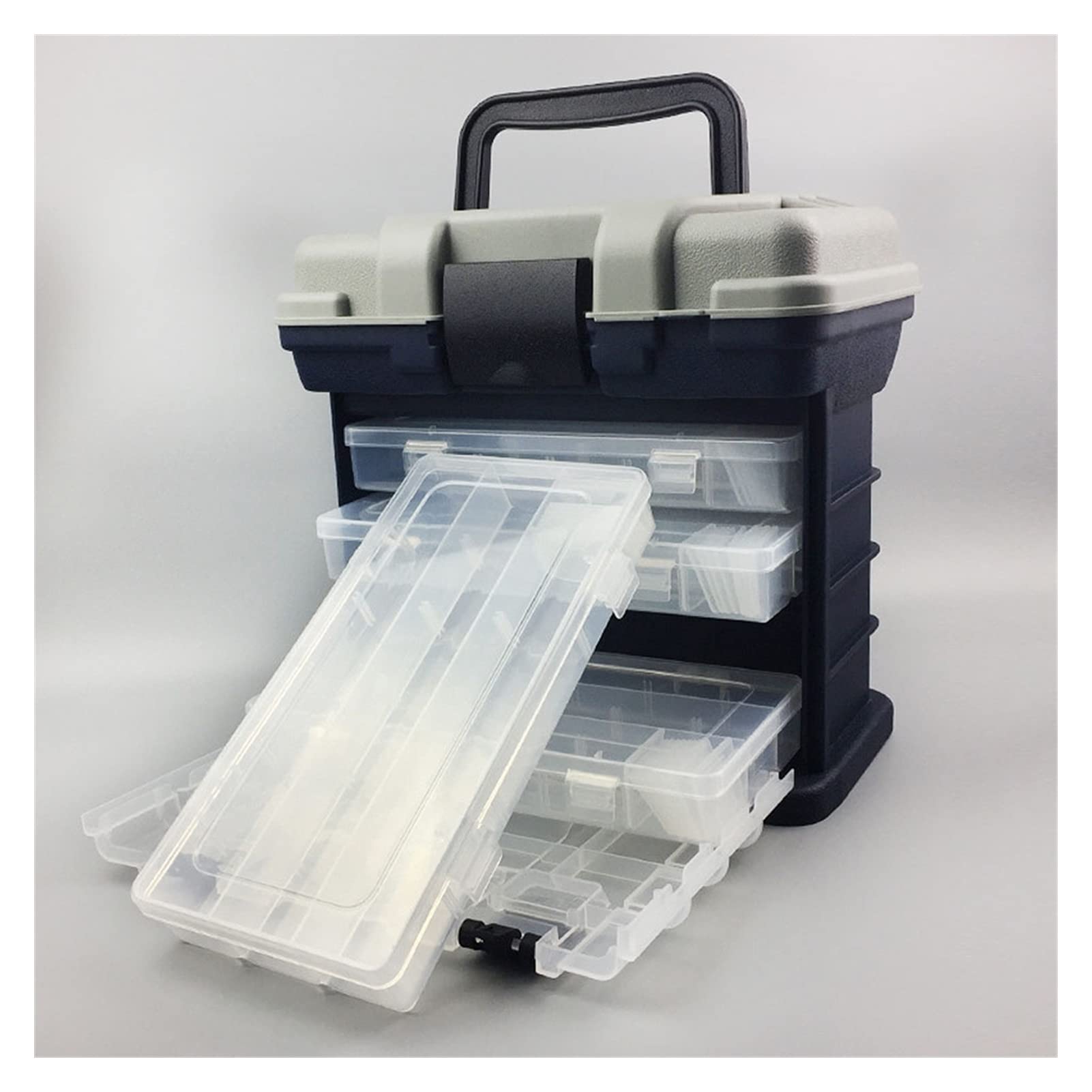Caja de Almacenamiento Para Anzuelos de Pesca Caja de almacenamiento portátil de engranajes de pesca 5 capas Caja de pesca de mano de mano alta resistencia ABDOMINALES Accesorios de pesca de plástico