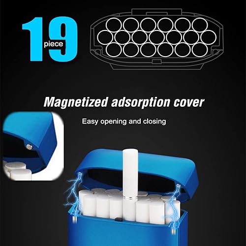 Miniatura 4 de Estuche para cigarrillos con encendedor, 19 unidades de cigarrillos regulares, encendedores USB, recargable, sin llama, resistente al viento,