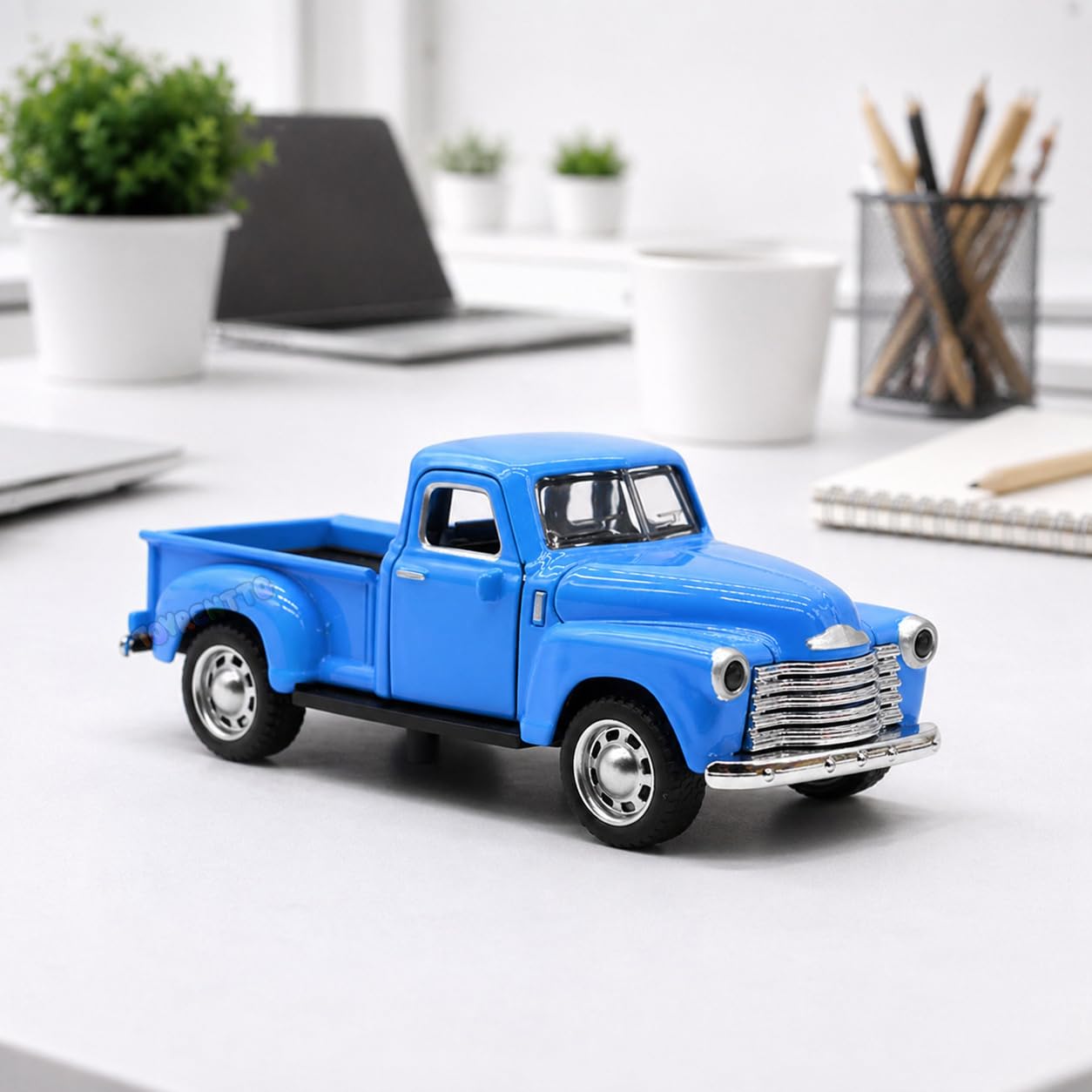 1:36 Scale Die Cast Pull Back Open Door Vintage Pickup Truck Toy Car for Kids Boys Girls | Metal Collectible Miniature Vehicle | Classic Blue Model Car Gift for Children-image-31