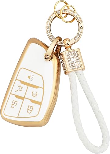 PIFOOG Funda para llavero para Chevrolet Chevy Buick de 5 botones para llaves inteligentes de automóvil, con purpurina, cubierta completa para GMC