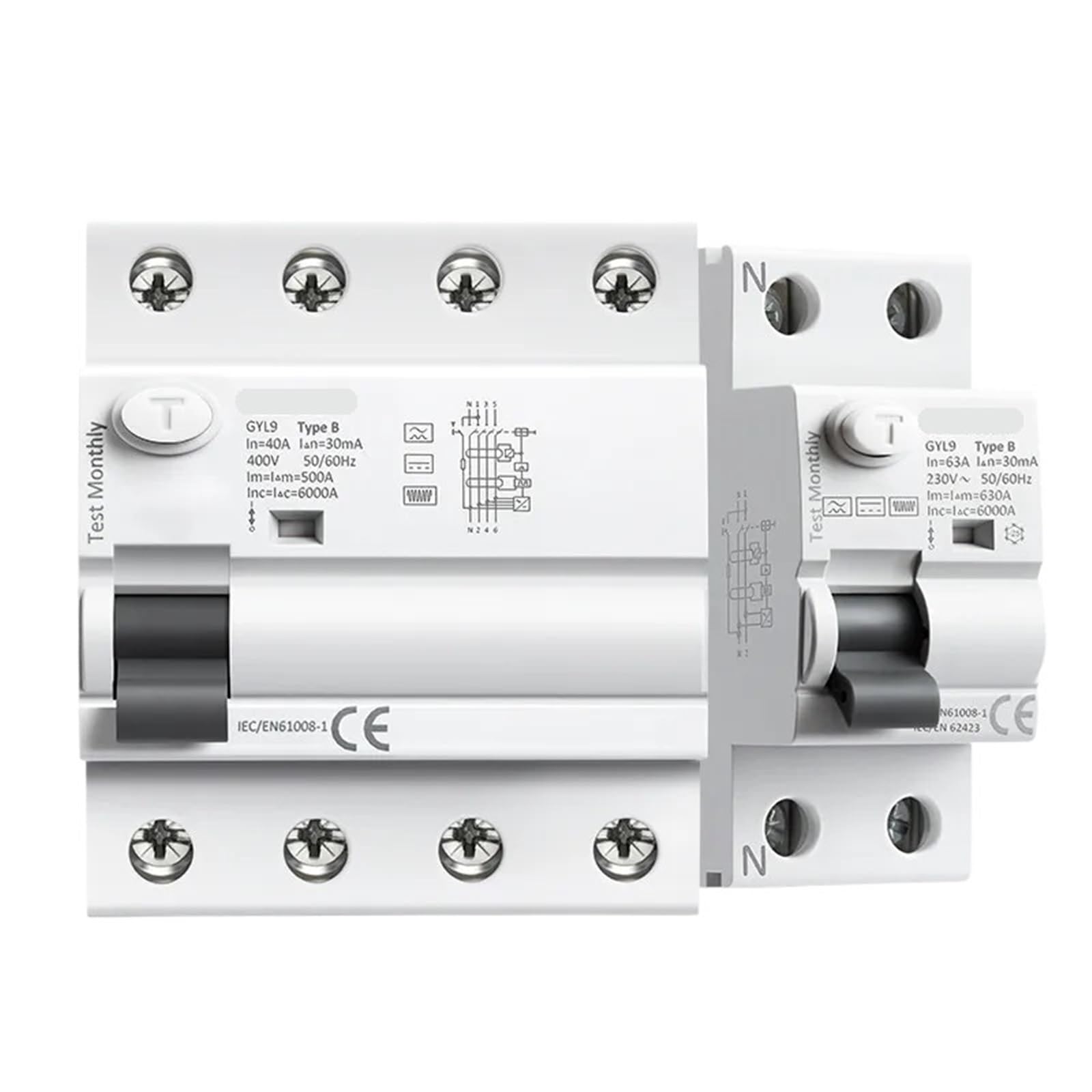 Interrupteur différentiel RCCB Type B 40A 30mA pour une protection maximale 6KA - 7