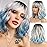 NOBLE Blue Wig with Bangs 12 Inches Short Bob Curly Wig Blue Wigs for Women Colorful Wavy Bob Wigs with Air Bangs Heat Resistant Synthetic Silver Blue Halloween Wigs for Cosplay Party