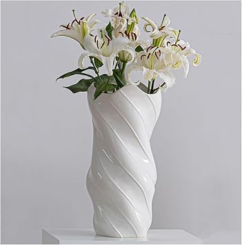 Romatic Design Large Ceramic Vase, White Modern Floor Vase Decor for Pampas Grass, Decorative Floor Vase, Dining Room, Bedroom, Kitchen, Bathroom, Office, Home Decor Vase A Size B