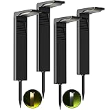 Luci Solari da Esterno IP65 Faretti Solari per Esterni 32 LED con 2 Modalità di Temperatura di Colore a Terra per Percorso Vialetto da Giardino-4PCS 4 unidades con 2 modos de temperatura de color