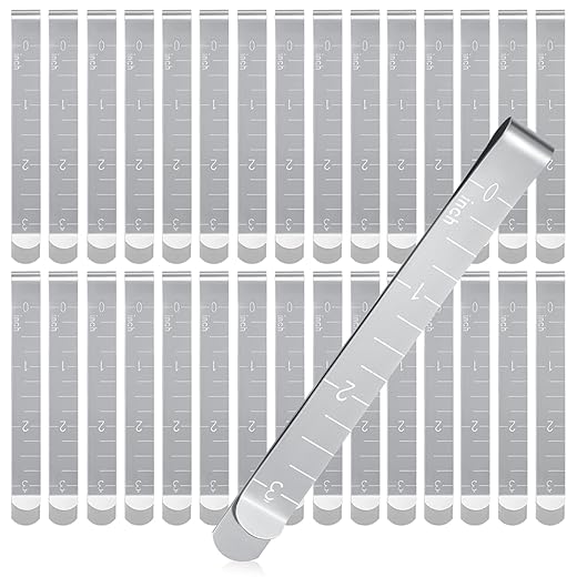 Sewing Clips Stainless Steel Hemming Clips Metal Hemming Tool 3 Inches Sewing Clips with Measurements for Fabric Quilting Pinning and Marking Accessories (30 Pcs)