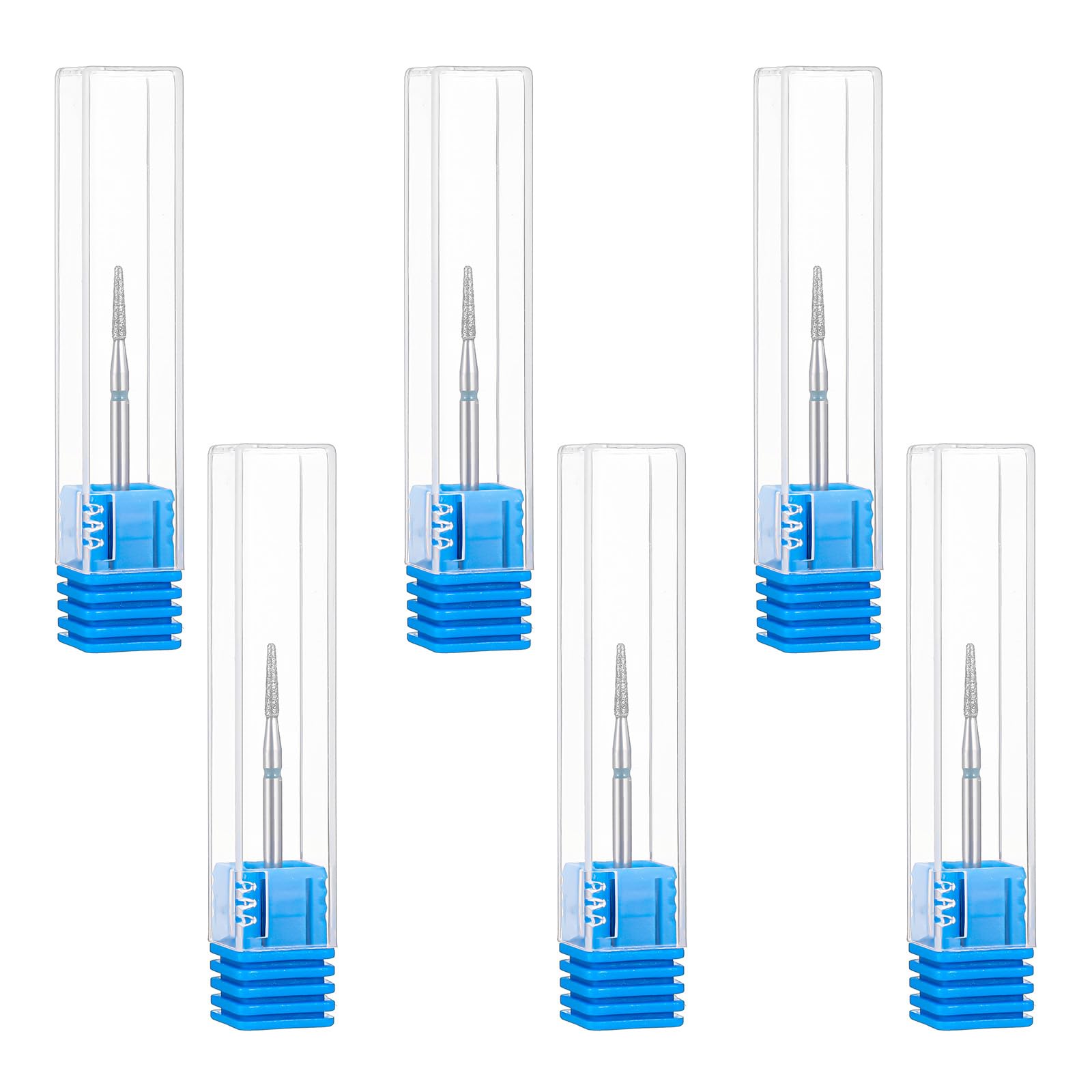 6 punte per cuticole, fresa per unghie riutilizzabili, con astuccio, fresa per cuticole diamantate, strumento professionale per la pulizia delle cuticole, grana media per la cura dei piedi