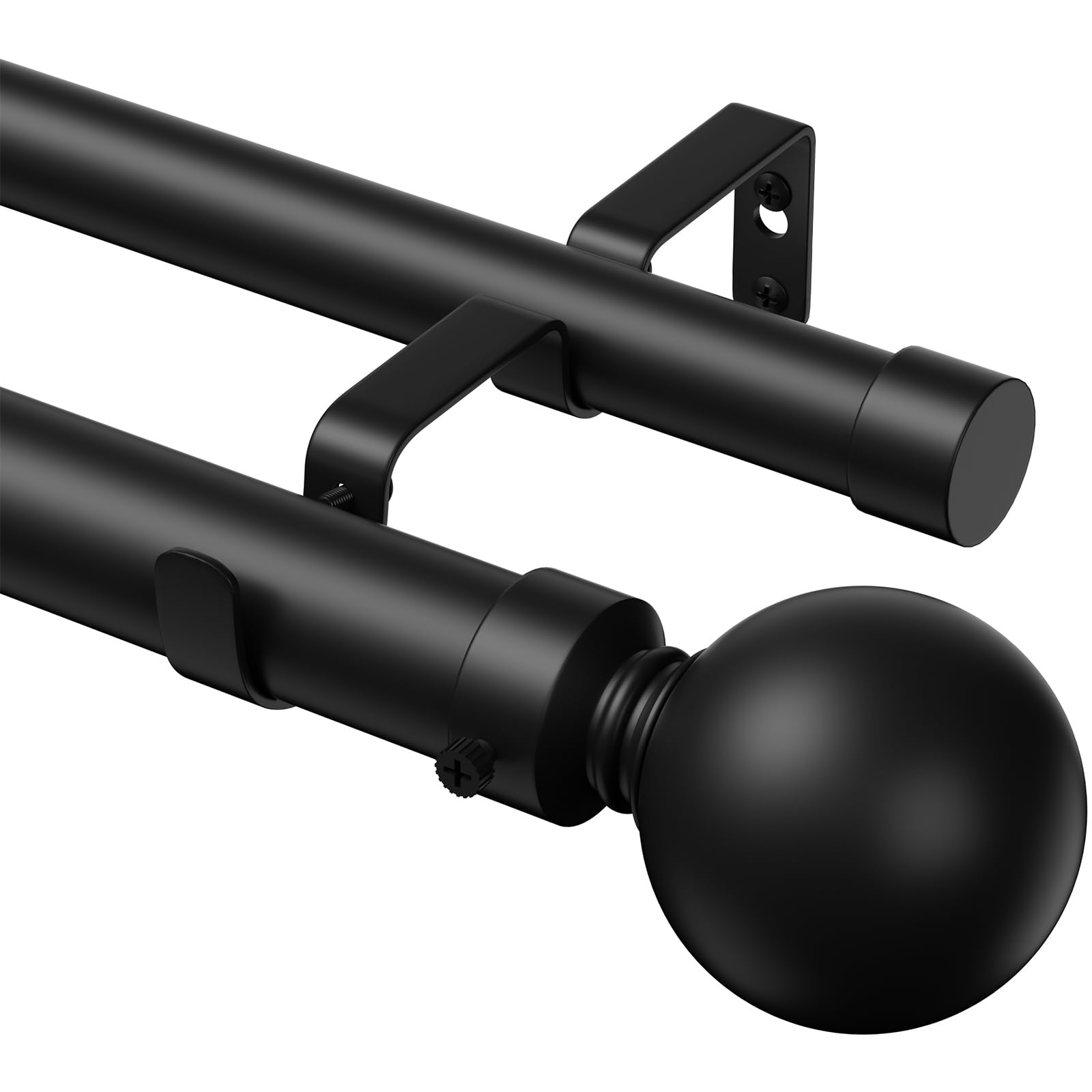 Gardinenstange 2 Läufig 25 mm Ausziehbare Gardinenstange, Metall Vorhangstange Doppelläufig geeignet für Wohnzimmer, Küche und Schlafzimmer