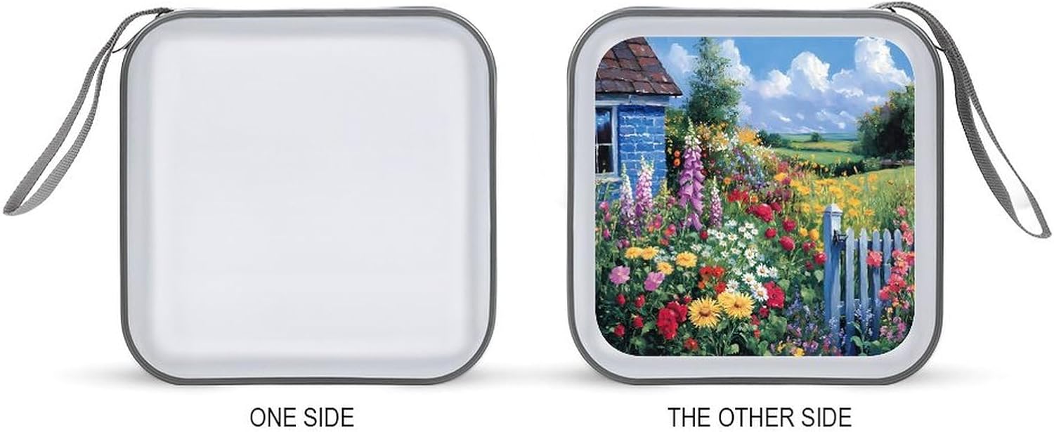 Colorful Flowers Farmhouse CD Case Portable DVD Storage Box CD Wallet Holder Binder Organizer for Car Home