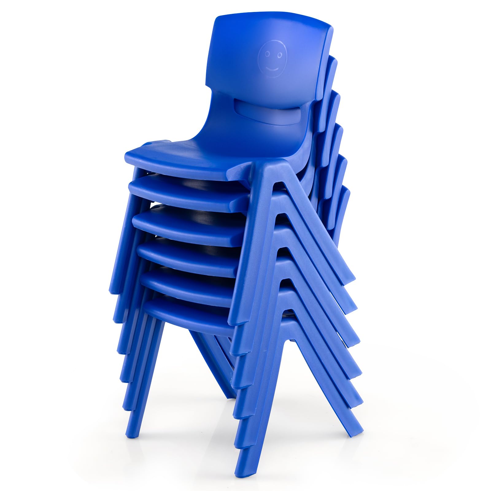 6 Pack Premium 11" H Plastic Stackable School Chairs, Toddler and Kids Chair for Daycare, School, Outdoor, Home - Blue