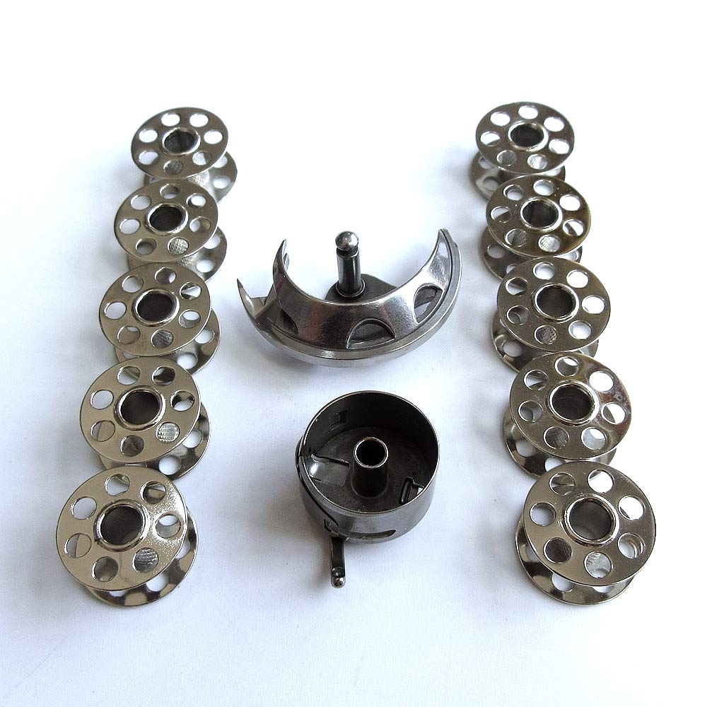 Shuttle - Gancio + custodia bobina + 10 bobine per Bernina 1004 1260 700 730 803 830 930 ++