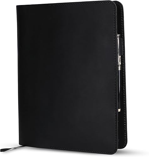 Miniatura 26 de Funda de cuero marrón A5 para diario, 5.75 x 8.25 pulgadas, funda de diario recargable para Moleskine grande, cubierta de cuero hecha a mano