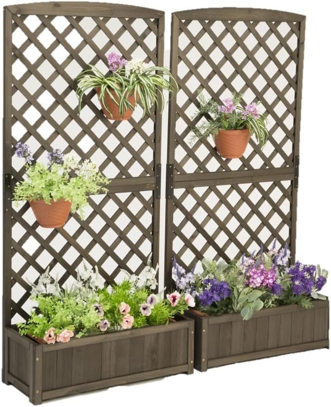 Amazon | プランターラティス 木製 ダークブラウン 幅71.5×奥行30×高さ