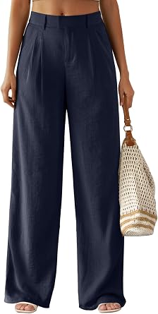 Feiersi Womens Wide Leg Pants Casual High Waisted Slacks Straight Dressy Pants Palazzo Trousers with Pockets