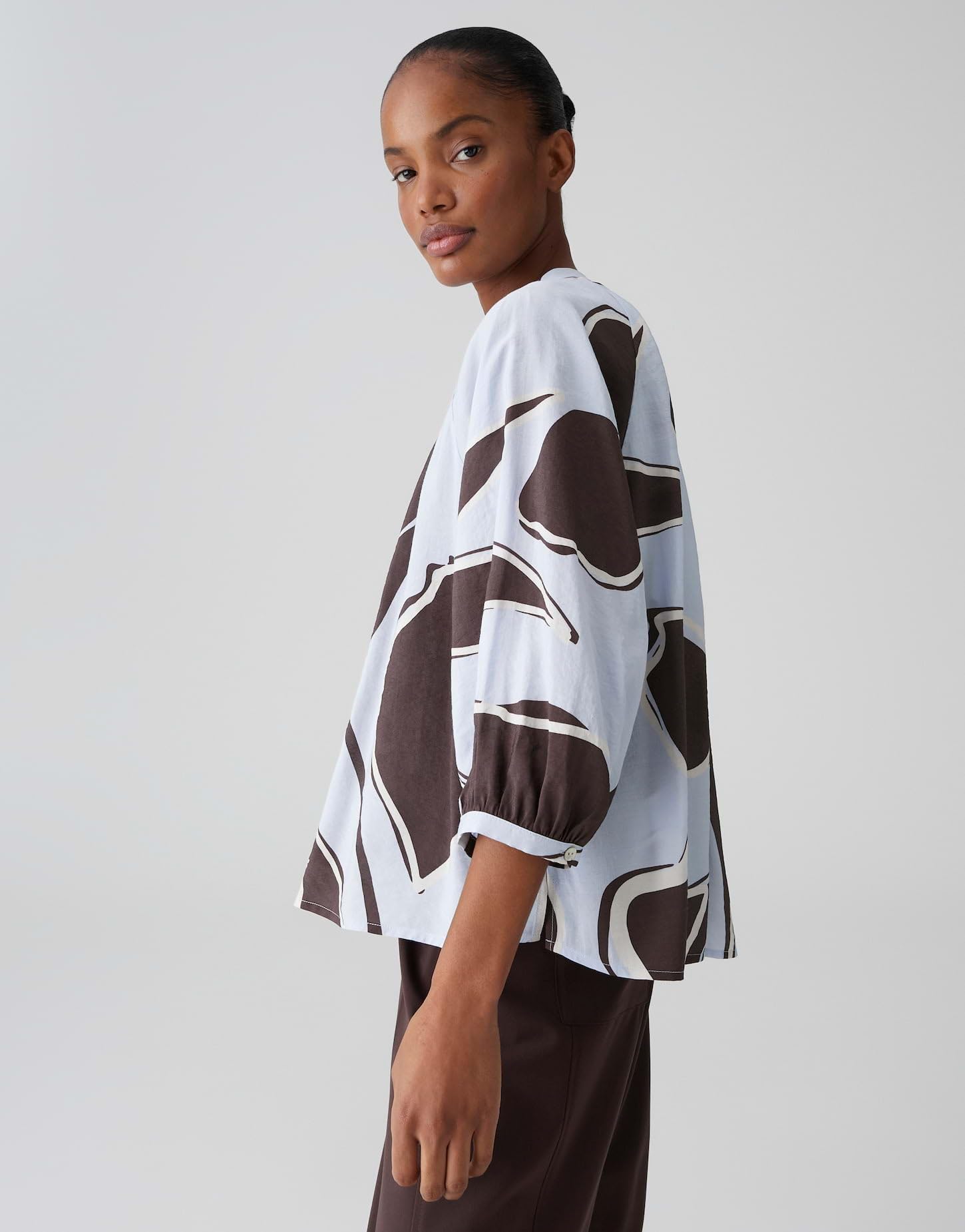 OPUS Damen Dreiviertelarmbluse | Feine Printbluse Loose Fit