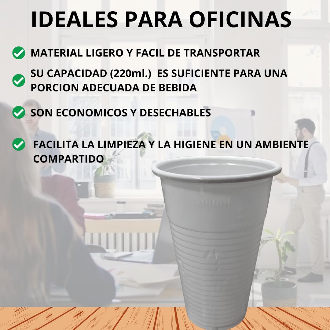 Vasos Desechables Plástico Blanco 220ml, 3000 uni | Polipropileno Reutilizables, Para Fiestas Cumpleaños Eventos Bodas Navidad