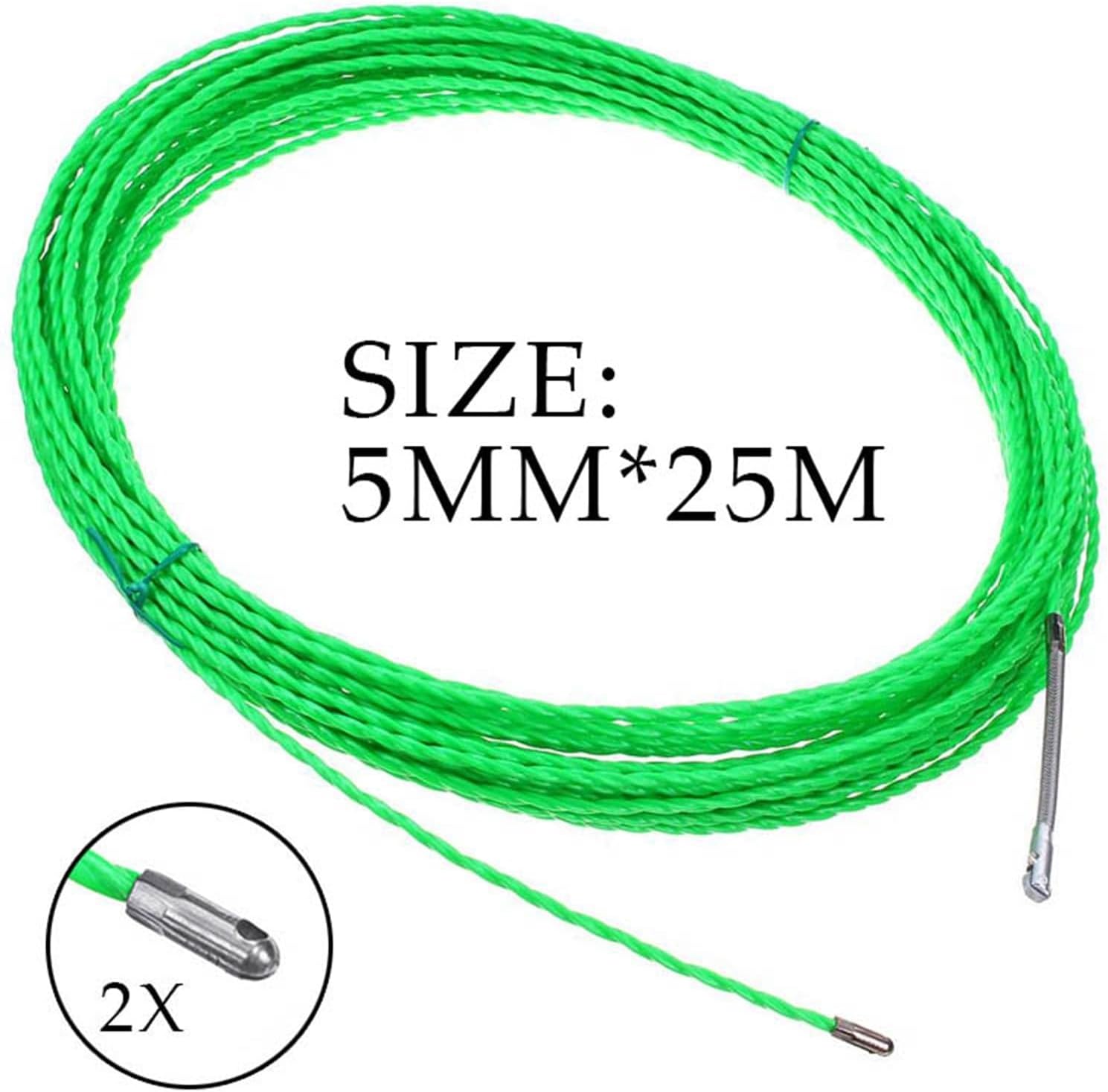 Fish Tape For Electrical Cable Pulling With 2 Cable Heads 5mm Diameter 5-50m(25meter)
