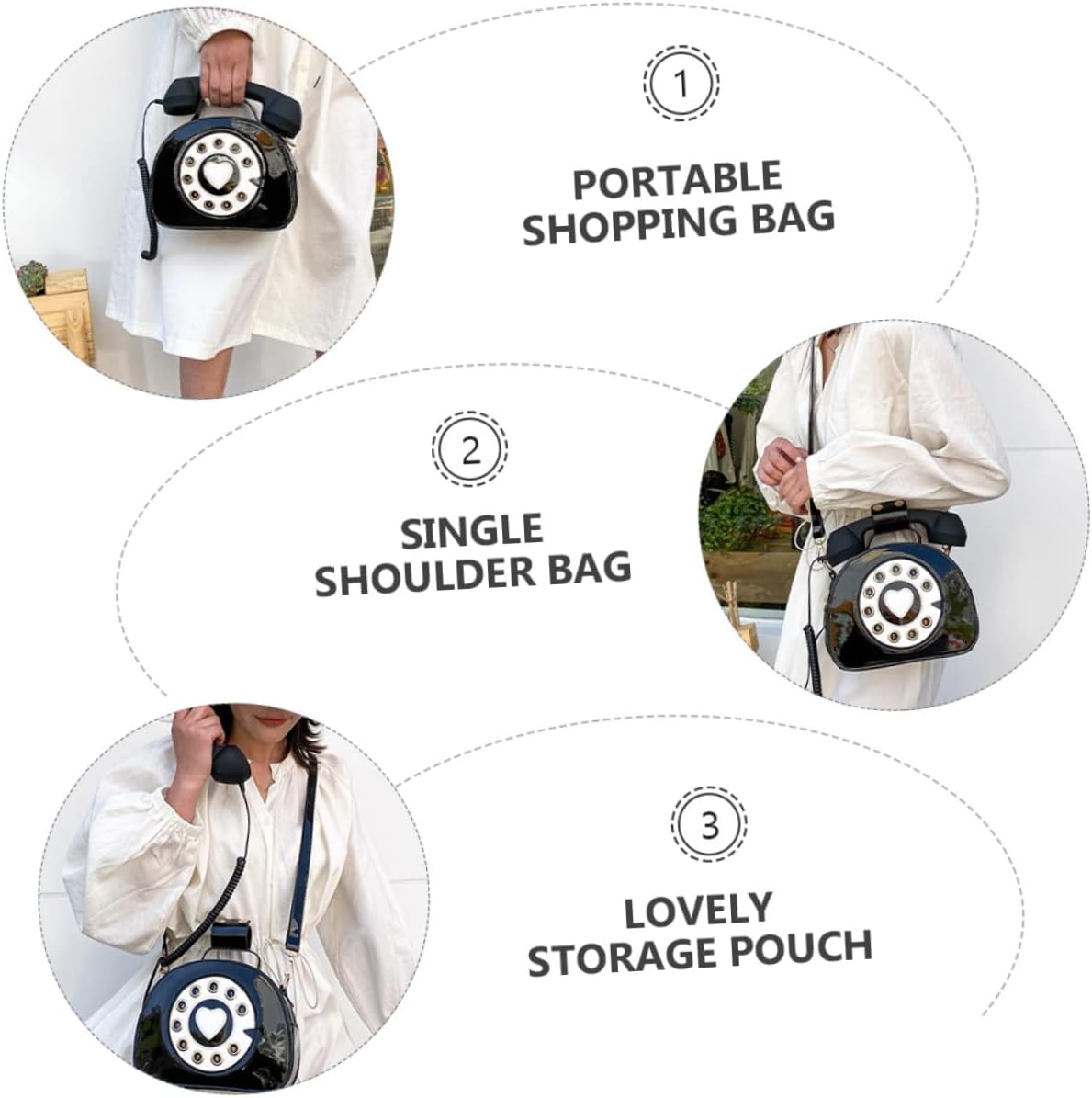 minkissy Handbag Women Bag Purse Retro Telephone Pouch Detachable Strap Portable Storage Pouch for Daily Use