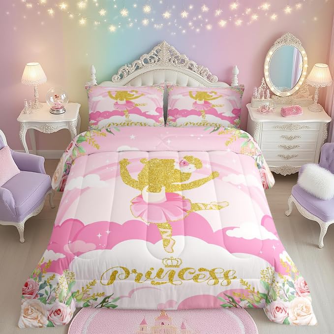 Parure de lit avec couette grand lit rose : finis les lits froids avec ce décor de princesse