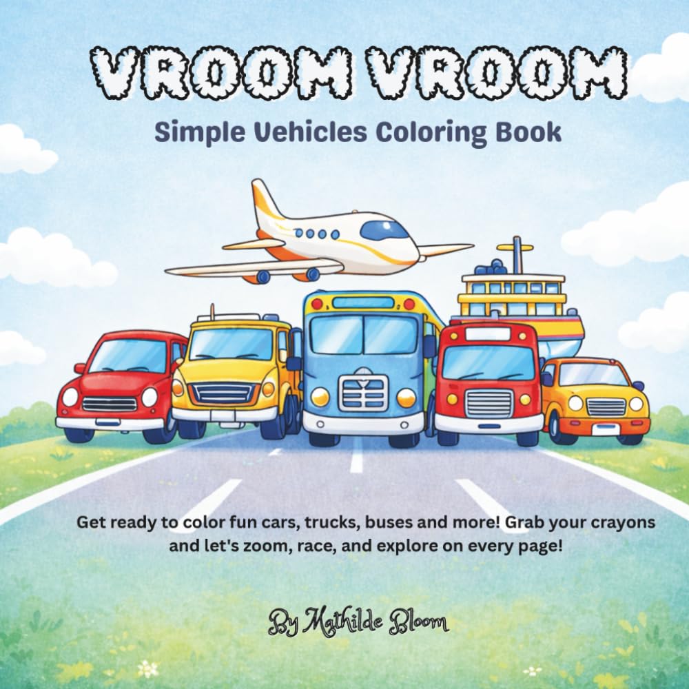 VROOM VROOM: Simple Vehicles Coloring Book